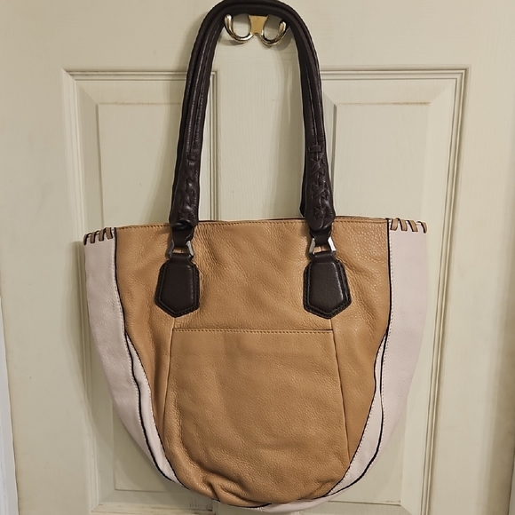 Oryany Lyssie Pebbled Leather Color Block  Tote Bag - Picture 3 of 14